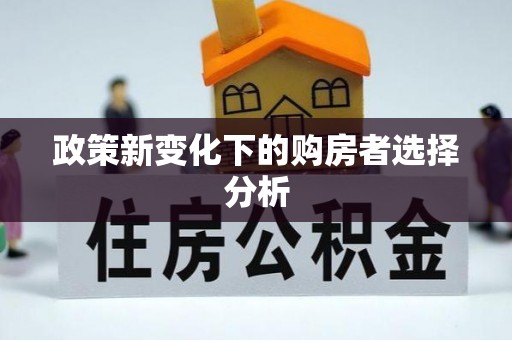 青川政策新变化下的购房者选择分析